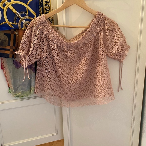 Zara Lace Light Pink Blouse Top - Picture 2 of 6